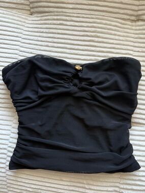Forever 21 Black Strapless Tube Top with Subtle Sheen